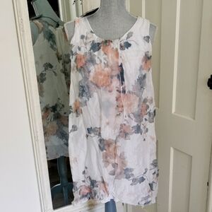 NWT M Made in Italy feminine, floral silk blend layered lagenlook dress. Size M